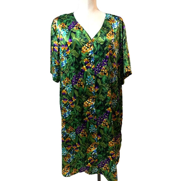 Cabernet NWT Women’s Satin Floral Button Up Kimono Robe size XL  Romantic Retro - Picture 1 of 7